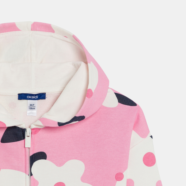 سويت شيرت من الصوف الناعم برسوم أزهار، باللون الوردي للفتيات